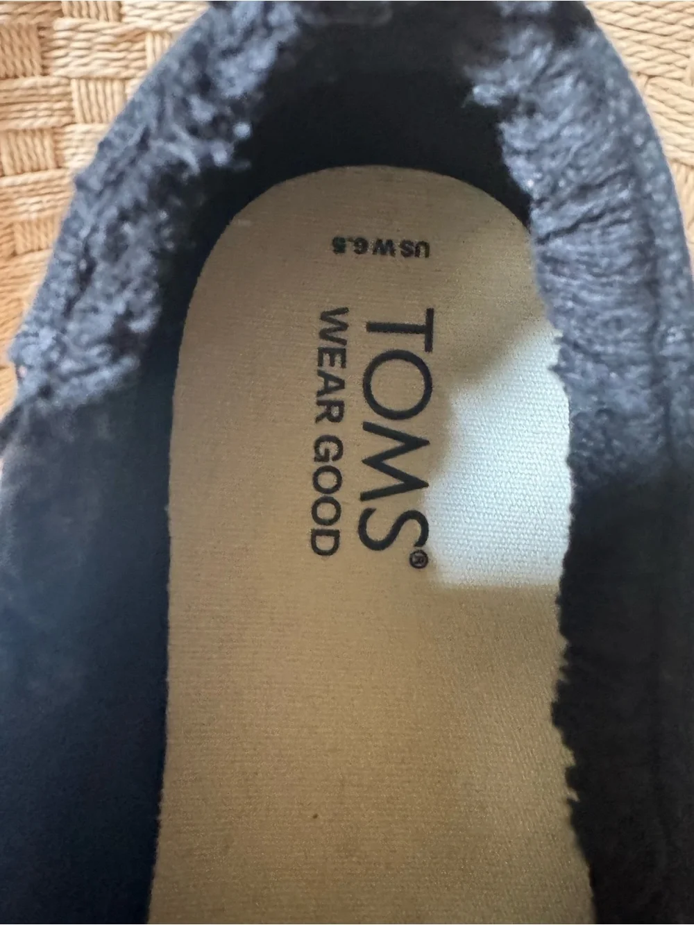 Toms Valencia Black Espadrille Platform Slip-On with Jute Sole Size 6.5